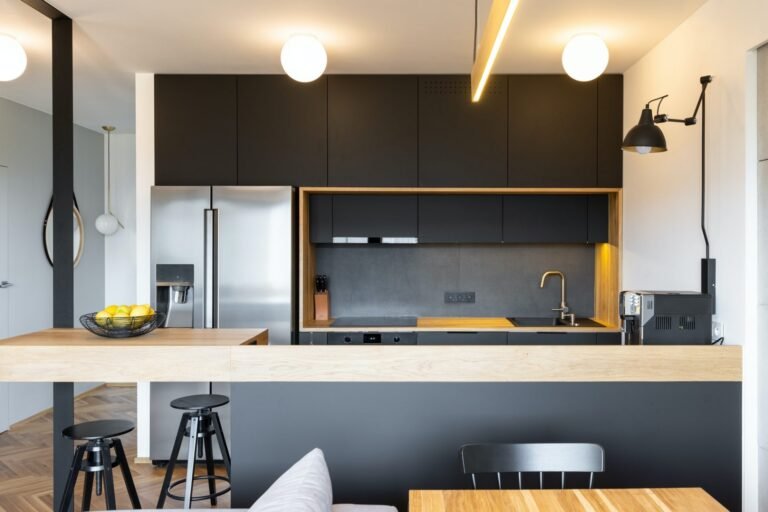 black wooden furniture kitchen remodel